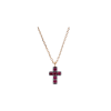 Bartorelli Italian Jewels | COLLANA IN ORO ROSA CON CROCE IN PAV&Eacute; DI RUBINI - 247054 (1)