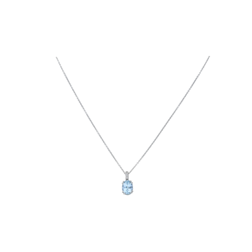 Accedi alla scheda di Bartorelli Italian Jewels Collana oro bianco ciondolo acquamarina ovale diamanti bianchi - 5279223
