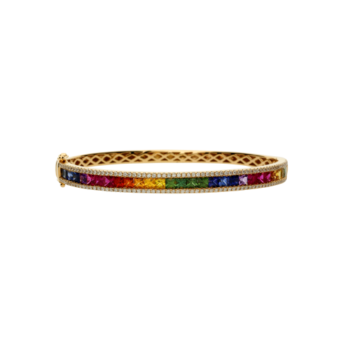 Accedi alla scheda di Bartorelli Italian Jewels BRACCIALE RIGIDO IN ORO ROSA CON ZAFFIRI MULTICOLOR E DIAMANTI BIANCHI - A00049RB11