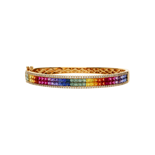 Accedi alla scheda di Bartorelli Italian Jewels BRACCIALE RIGIDO IN ORO ROSA CON ZAFFIRI MULTICOLOR E DIAMANTI BIANCHI - A00283RB11