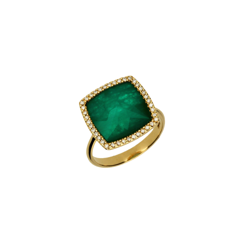 Accedi alla scheda di Bartorelli Italian Jewels Anello in oro rosa 18 carati con smeraldo e diamanti bianchi taglio brillante - A007/2SM