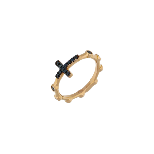 Accedi alla scheda di Bartorelli Italian Jewels Croce - Anello in oro rosa 18 carati e diamnti neri taglio brillante - A137B-3947BK-5