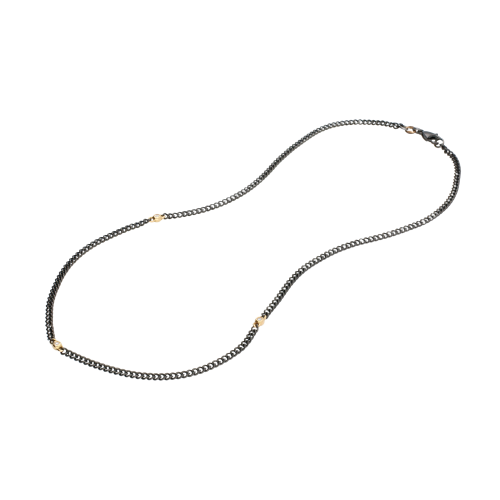 Accedi alla scheda di Bartorelli Italian Jewels Collana in acciaio brunito, oro rosa e diamanti bianchi - 45 cm - GR423RN
