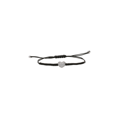 Accedi alla scheda di Bartorelli Italian Jewels BRACCIALE CON CUORE IN ORO BIANCO IN PAV&Egrave; DI DIAMANTI E CORDINO NERO - VB22510DW