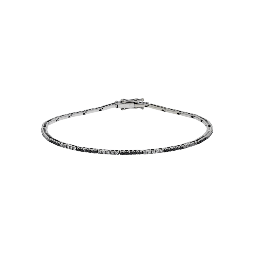 Accedi alla scheda di Bartorelli Italian Jewels Bracciale tennis in oro bianco 18 carati,diamanti bianchi e diamanti neri taglio brillante - BABR413