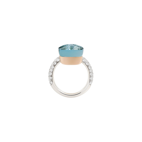 Accedi alla scheda di Pomellato ANELLO NUDO - ANELLO IN ORO BIANCO CON CASTONE IN ORO ROSA, TOPAZIO AZZURRO SFACCETTATO E DIAMANTI - A.B401/B9O6OY - PAB4010O6000DB0OY