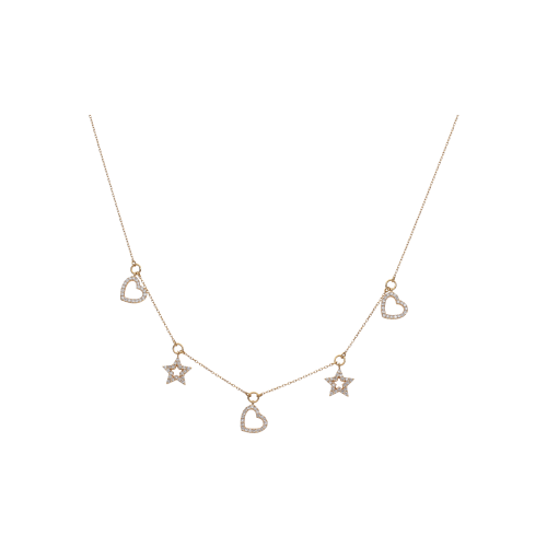 Accedi alla scheda di Bartorelli Italian Jewels COLLANA GIROCOLLO IN ORO ROSA CON PENDENTI CUORI E STELLE IN DIAMANTI - VN27124DP