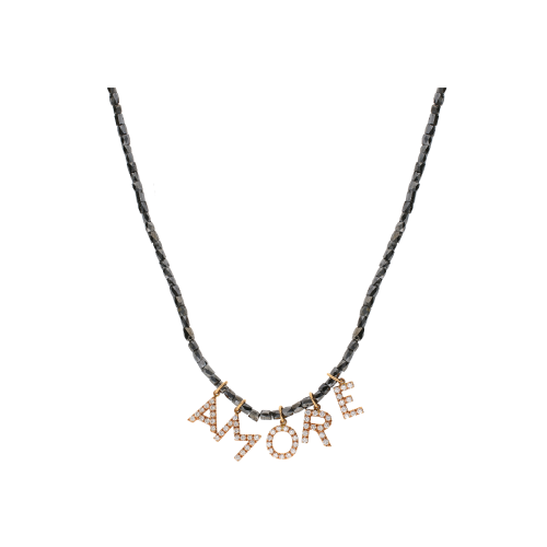 Accedi alla scheda di Bartorelli Italian Jewels COLLANA IN ORO BIANCO E ORO ROSA CON FILO DI DIAMANTI NERI E LETTERE 