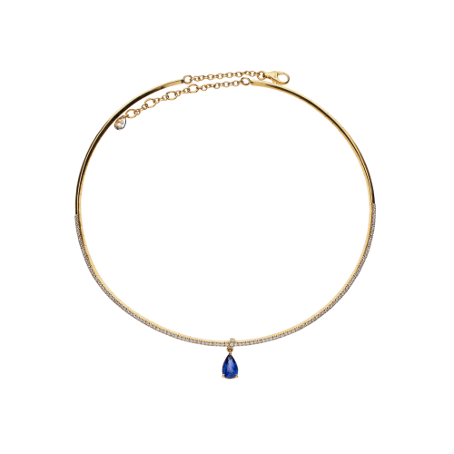 Accedi alla scheda di Bartorelli Italian Jewels COLLANA RIGIDA IN ORO ROSA CON DIAMANTI E ZAFFIRO BLU PENDENTE - 84380448