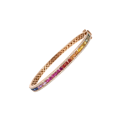 Accedi alla scheda di Bartorelli Italian Jewels BRACCIALE RIGIDO IN ORO ROSA CON DIAMANTI BIANCHI E ZAFFIRI MULTICOLOR - KB1044/MS