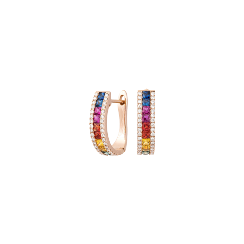 Accedi alla scheda di Bartorelli Italian Jewels ORECCHINI IN ORO ROSA CON DIAMANTI BIANCHI E ZAFFIRI MULTICOLOR - KE1016/MS