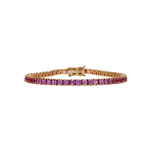 Accedi alla scheda di Bartorelli Italian Jewels Bracciale tennis in oro rosa 18 carati e zaffiri rosa taglio brillante - Lunghezza 17,5 cm. - BR10LPM/ZFR