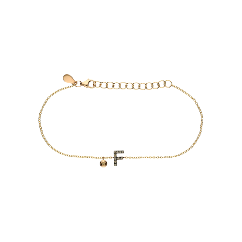 Accedi alla scheda di Bartorelli Italian Jewels Bracciale Lettera in oro rosa e diamanti brown e diamante bianco - FB1780-FR002N