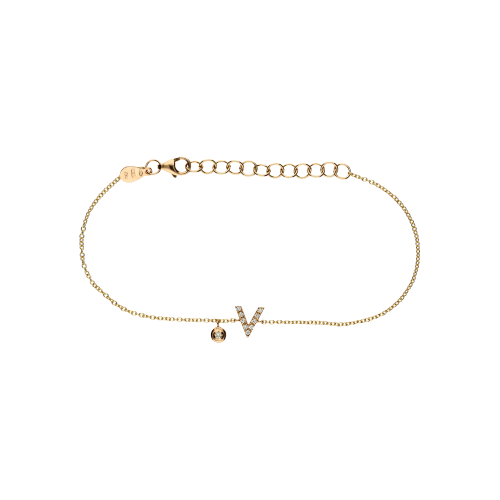Accedi alla scheda di Bartorelli Italian Jewels Bracciale Lettera in oro rosa e diamanti bianchi - FB1780-VR001