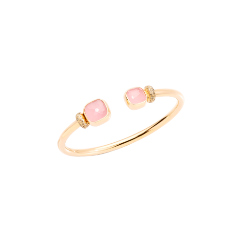 Accedi alla scheda di Pomellato POMELLATO - BRACCIALE NUDO IN ORO ROSA CON QUARZO ROSA E CALCEDONIO ROSA E DIAMANTI BROWN - PBC1006O7000BRQRC - PBC1006O7000BRQRC