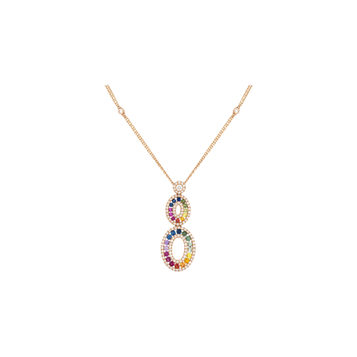 Accedi alla scheda di Bartorelli Italian Jewels COLLANA RAINBOW IN ORO ROSA CON PENDENTE IN DIAMANTI E ZAFFIRI MULTICOLOR - KP1005/MS
