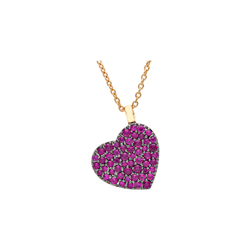 Accedi alla scheda di Bartorelli Italian Jewels CIONDOLO IN ORO ROSA CON CUORE IN PAV&Egrave; DI ZAFFIRI ROSA - VP24881SPLPS