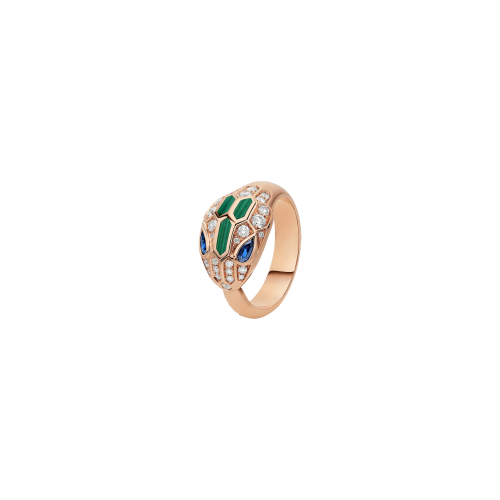 Accedi alla scheda di Bulgari ANELLO SERPENTI IN ORO ROSA CON DIAMANTI, ZAFFIRI E MALACHITE - AN858587 - AN858587