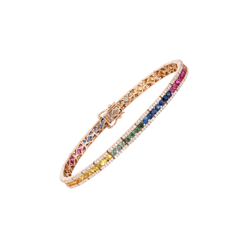 Accedi alla scheda di Bartorelli Italian Jewels BRACCIALE IN ORO ROSA CON ZAFFIRI MULTICOLOR E DIAMANTI BIANCHI - KB1012/MS