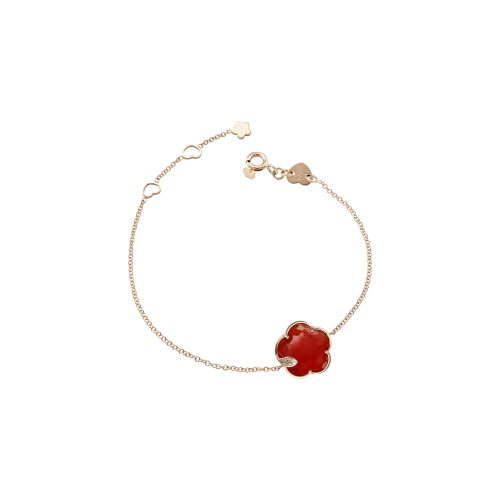 Accedi alla scheda di Pasquale Bruni BRACCIALE PETIT JOLI IN ORO ROSA CON FIORE IN CORNIOLA ROSSA, DIAMANTI BIANCHI E DIAMANTI CHAMPAGNE - 16244R - 16244R
