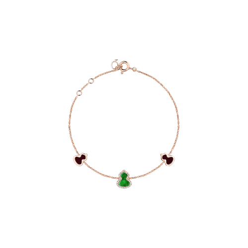 Accedi alla scheda di Qeelin BRACCIALE PETITE WULU IN ORO ROSA CON DIAMANTI E GIADA - WU-BR0001C-RGDGJE - WUBPT1BRGJE