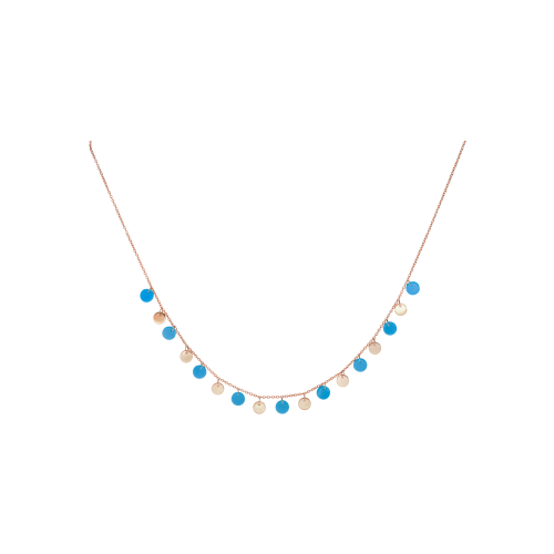 Accedi alla scheda di Bartorelli Italian Jewels COLLANA IN ORO ROSA CON PAILLETTES IN ORO ROSA E  TURCHESE - C082/3-TU