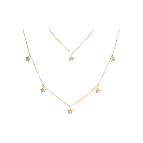 Accedi alla scheda di Bartorelli Italian Jewels COLLANA GIROCOLLO A DOPPIO FILO IN ORO ROSA CON STELLE PENDENTI IN PAV&Eacute; DI DIAMANTI - GIR..