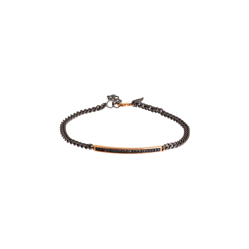 Accedi alla scheda di Mano | J . BRACCIALE UOMO CATENA GROUMETTE IN TITANIO, BARRETTA IN ORO ROSSO, DIAMANTI BLACK - MINBRTRG23BBARK - MINBRTRG23BBARK