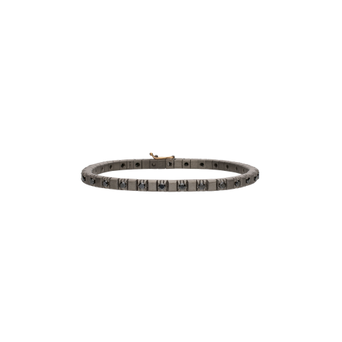 Accedi alla scheda di Mano | J . BRACCIALE TENNIS MINIMAL IN TITANIO SABBIATO E ORO ROSA CON DIAMANTI NERI  - MINTENBRALTBBR5PT_M - MINTENBRALTBBR5PT