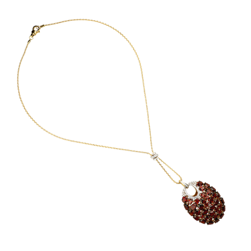 Accedi al prodotto correlato Bartorelli Italian Jewels Collana in oro rosa 18 carati con granato e diamanti bianchi taglio brillante - CH110GRA