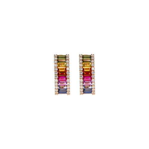 Accedi alla scheda di Bartorelli Italian Jewels ORECCHINI RAINBOW IN ORO ROSA CON DIAMANTI E ZAFFIRI MULTICOLOR - E01137RB11