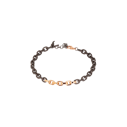 Accedi al prodotto correlato Mano | J . BRACCIALE UOMO MINIMAL CON CATENA IN TITANIO E ORO ROSSO 9 KT - CATBRTF7RG