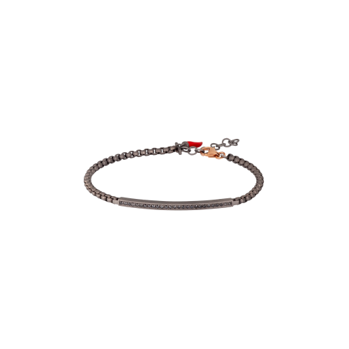 Accedi alla scheda di Mano | J . BRACCIALE UOMO CON CATENINA SCOOBY DOO E TARGHETTA IN TITANIO CON DIAMANTI BLACK - CATSCOBRTTARTB