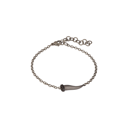 Accedi alla scheda di Mano | J . BRACCIALE CHARMS UOMO LUCKY HORN CON CORNETTO IN TITANIO, 5 BLACK E CATENA - CHBRT5BBRK