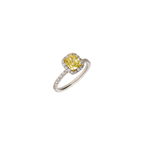 Accedi alla scheda di Bartorelli Italian Jewels ANELLO SOLITARIO IN ORO BIANCO CON DIAMANTE FANCY LIGHT YELLOW E DIAMANTI BIANCHI - 000-3490-372