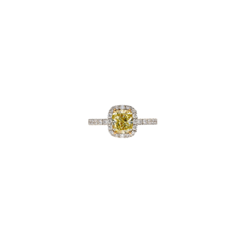 Accedi alla scheda di Bartorelli Italian Jewels ANELLO SOLITARIO IN ORO BIANCO CON DIAMANTE FANCY LIGHT YELLOW E DIAMANTI BIANCHI - 000-3490-372