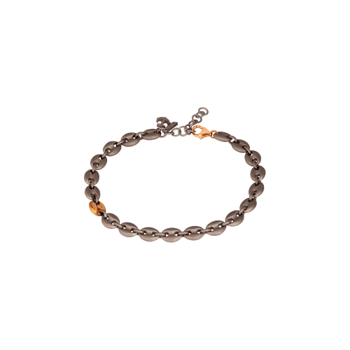 Accedi al prodotto correlato Mano | J . BRACCIALE UOMO CON MAGLIE MARINE GRANDI IN TITANIO E ORO ROSSO 9 KT, ANCORA IN TITANIO E DIAMANTE BLACK - MARBRT1RGLA
