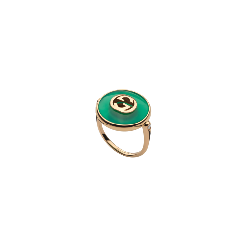 Accedi alla scheda di Gucci ANELLO GUCCI INTERLOCKING GRANDE IN ORO ROSA E AGATA VERDE - YBC786604002