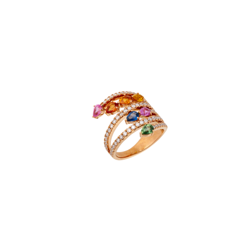 Accedi alla scheda di Bartorelli Italian Jewels ANELLO RAINBOW IN ORO ROSA CON ZAFFIRI MULTICOLOR E DIAMANTI - KR1240/MS