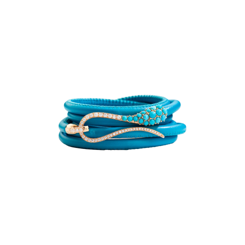 Accedi alla scheda di Dada Arrigoni BRACCIALE IN PELLE TURCHESE ELIKA PAV&Eacute; IN ORO ROSA CON DIAMANTI E TURCHESE - DEK23BRRRTUDIXU