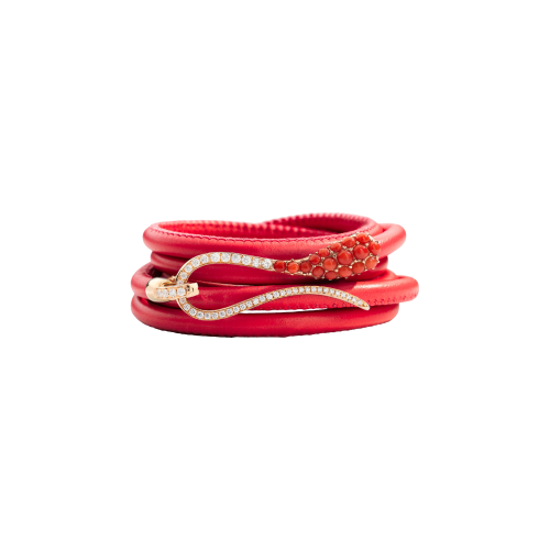 Accedi alla scheda di Dada Arrigoni BRACCIALE IN PELLE CORALLO ELIKA PAV&Eacute; IN ORO ROSA CON DIAMANTI E CORALLO - DEK23BRRRCODIXQ