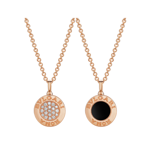 Accedi alla scheda di Bulgari COLLANA BVLGARI BVLGARI IN ORO ROSA CON PAV&Eacute; DI DIAMANTI E ONICE NERA - CL857357 - CL857357