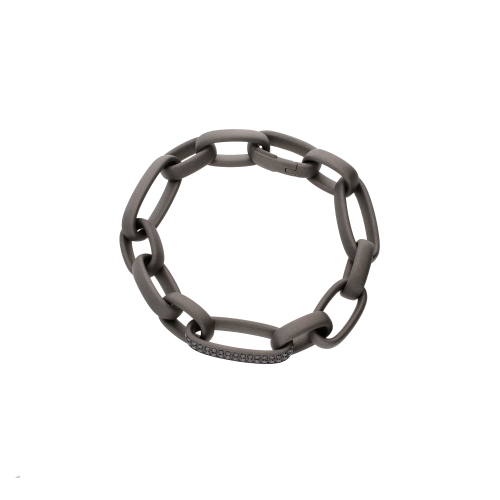 Accedi alla scheda di Mano | J . BRACCIALE IN TITANIO SABBIATO  E DIAMANTI BLACK - CBR1DBK