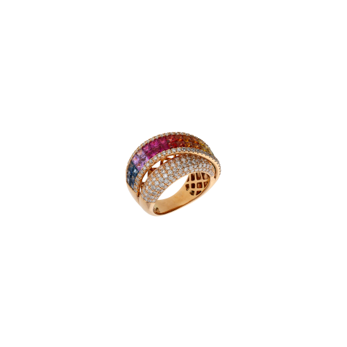 Accedi al prodotto correlato Bartorelli Italian Jewels ANELLO IN ORO ROSA CON PAV&Eacute; DI DIAMANTI BIANCHI E ZAFFIRI MULTICOLOR - AR3330/MS
