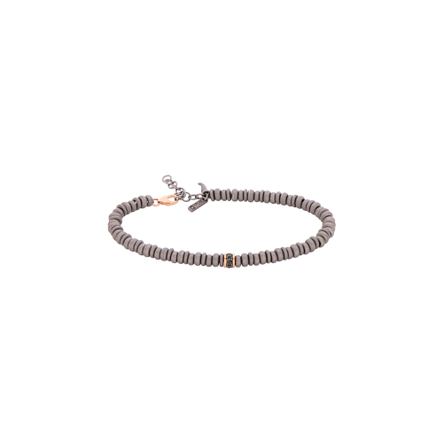 Accedi alla scheda di Mano | J . BRACCIALE UOMO CON ANELLINI IN TITANIO, RONDELLA IN ORO ROSSO 9 KT E DIAMANTI BLACK - ABR1RRDBK