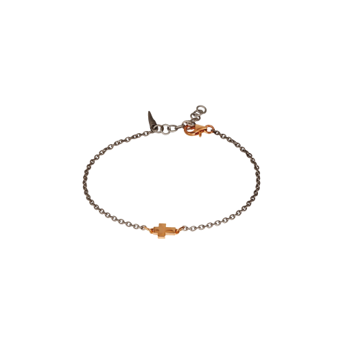 Accedi al prodotto correlato Mano | J . BRACCIALE UOMO IN TITANIO CON UNA CROCE E CHIUSURA IN ORO ROSSO 9 KT - MINBRTRG1CROK