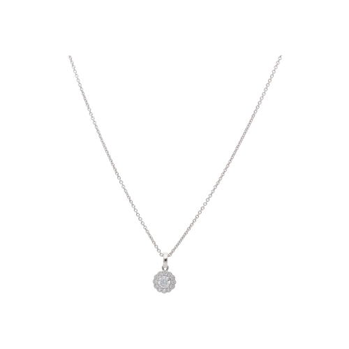 Accedi alla scheda di Bartorelli Italian Jewels COLLANA GIROCOLLO PUNTO LUCE CON PENDENTE ROSETTA IN ORO BIANCO, DIAMANTE CENTRALE E CONTORNO DIAMANTI - 412-44852-30