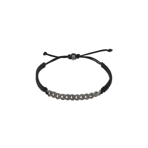 Accedi al prodotto correlato Mano | J . BRACCIALE GROUMETTE NAUTICA MINI IN TITANIO CON DIAMANTI BLACK E LACCIO NERO INTRECCIATO - BRG3001