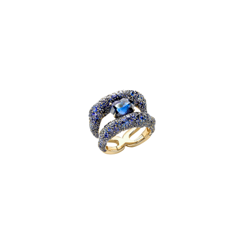 Accedi alla scheda di Faberg&eacute; ANELLO CHARMEUSE IN ORO GIALLO E ZAFFIRI BLU - 958RG1593