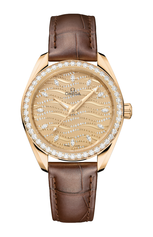 Accedi alla scheda di Omega SEAMASTER AQUA TERRA 150M 34 MM, ORO MOONSHINE&trade; SU PELLE - 220.58.34.20.99.008